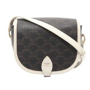 Celine Folco Medium Triomphe Shoulder Bag, Coated Canvas and Leather, Women's...